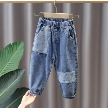 Детские джинсы для мальчиков, весенне-осенние брюки 2022 года, новые детские осенние брюки, повседневные свободные брюки, детские брюки 2, 4, 6, 7 ЛЕТ Изображение 2