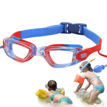 Детские очки для плавания Водонепроницаемые противотуманные очки для бассейна С берушами, не пропускающие воду, эластичный ремешок высокой четкости для плавания