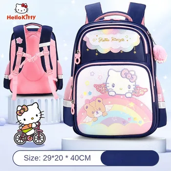 Детский школьный ранец Hello Kitty, школьный ранец для учащихся начальной школы Sanrio Kids для девочек, новый симпатичный рюкзак большой емкости