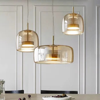 Дизайнерские светодиодные подвесные светильники из скандинавского стекла, золотые для стола, столовой, спальни, кухни, люстры, украшения для дома, осветительный прибор.