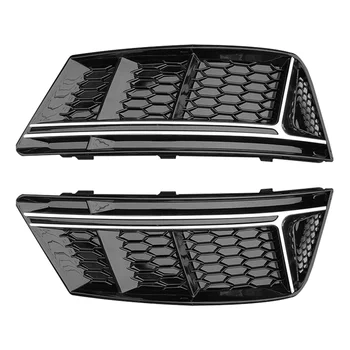 Для-Audi A4 B9 Стандартный Бампер 2016-2019 Переднего Бампера Крышка Противотуманной фары Отделка Противотуманных фар Сотовыми Сетчатыми Решетками