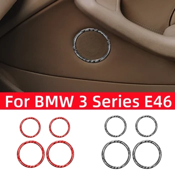 Для BMW 3 Серии E46 1999-2004 Автомобильные Аксессуары Из углеродного волокна для внутренней отделки двери автомобиля, кольцо для клаксона, Декоративная рамка, наклейки на накладку