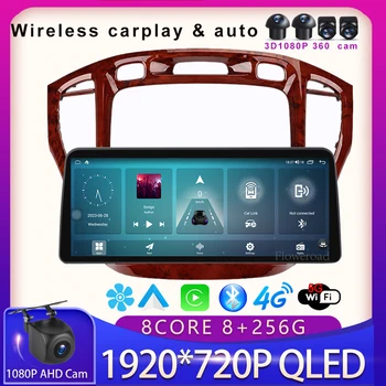 Для Toyota Highlander 1 XU2 2001-2007 12,3‘QLED Экран Автомобиля Радио Видео Беспроводной Carplay Авто Мультимедийный плеер GPS 5GWiFi BT5.0