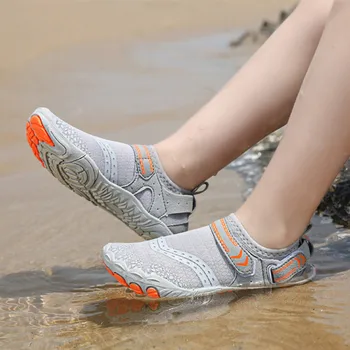 Дышащая обувь для плавания на берегу моря для мальчиков и девочек, Детская Нескользящая Удобная быстросохнущая Пляжная обувь для водных видов спорта босиком