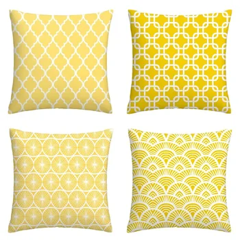 Желто-белая геометрическая наволочка, чехол для дивана в гостиной, 60x60 можно настроить, украшение вашего дома