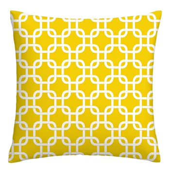 Желто-белая геометрическая наволочка, чехол для дивана в гостиной, 60x60 можно настроить, украшение вашего дома Изображение 2
