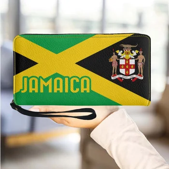 Женские кошельки с рисунком флага Ямайки, Повседневный кошелек на молнии, роскошный дизайнерский Тонкий женский держатель для карт, ремешок для мелочи