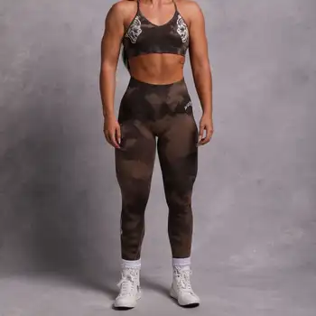 Женские леггинсы Darc Sport, Эластичные штаны для бега, Пуш-ап, спортивные тренировки, Женские Дышащие брюки для фитнеса, коричневые, в обтяжку для йоги
