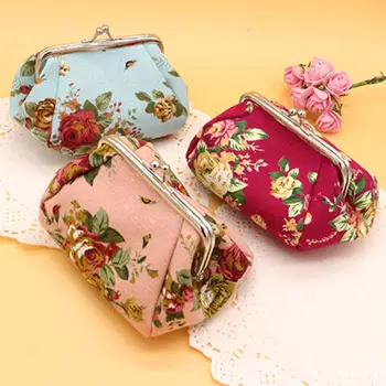 Женский холщовый кошелек с цветочным принтом, держатель для карт, кошелек для монет, клатч, сумочка, сумка