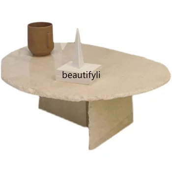 Журнальный столик из натурального мрамора на заказ, Пещерный каменный столик неправильной формы, кофейный чайный столик в бесшумном стиле, Высококлассный заказ