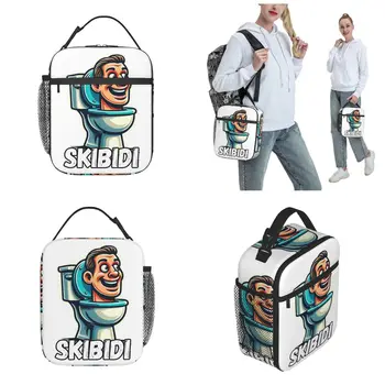 Забавная игра Skibidi Toilet Head С изолированной сумкой для ланча, контейнером для еды, портативным термоохладителем, ланч-боксами для пикника Изображение 2