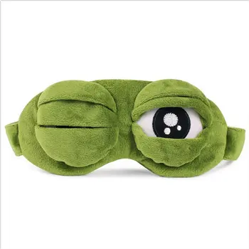 Забавная Креативная Зеленая Лягушка Пепе, Грустная Лягушка, 3D Маска для глаз, чехол для сна, Мультяшная Мягкая Плюшевая Маска для сна, Милый Подарок из Аниме