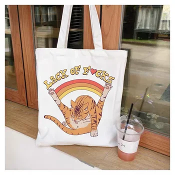 Забавный кот животных, хозяйственная сумка Эко окружающая среда полиэстер сумки для женщин уличный стиль большой емкости сумка на плечо с ручкой