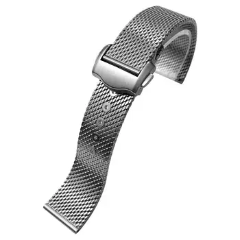 Замена качественного стального плетеного ремешка для часов PCAVO 20 мм для Omega 007 Пряжка для развертывания ремешка для часов Джеймса Бонда