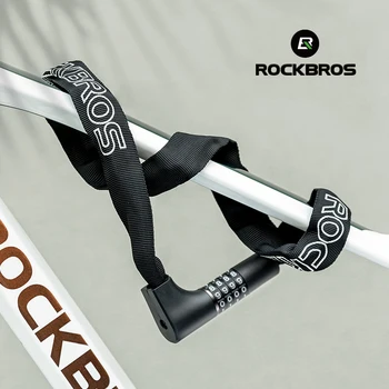 Замок велосипедной цепи ROCKBROS С 4-значным кодом Велосипед С 2 ключами Наружные противоугонные Усиленные безопасные Аксессуары