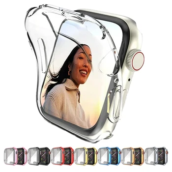 Защитная Пленка Для Экрана Apple Watch Case 44 мм 40 мм 42 мм 38 мм 45 мм 41 мм Полный бампер из ТПУ аксессуары iwatch series 7 SE 6 5 4 3