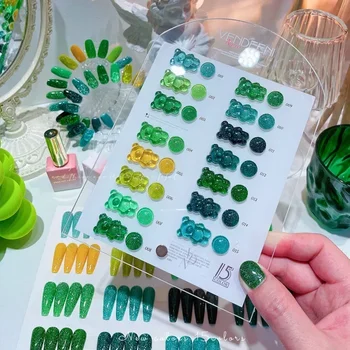 Зеленая коллекция Неоновый Светоотражающий Гель с блестками Цветной Лазерный Гель-лак для ногтей Полупостоянный гель-лак с блестками для дизайна ногтей 15 цветов