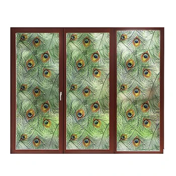 Зеленая пленка для окон из павлиньих перьев, пленка для домашнего декоративного стекла, статические наклейки без клея, 45 см, 90 см