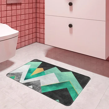 Зеленый горный текстурный коврик с цветами для входной двери, нескользящий ковер для гостиной, коврик для ванной, кухонные коврики, коврик для ног Изображение 2