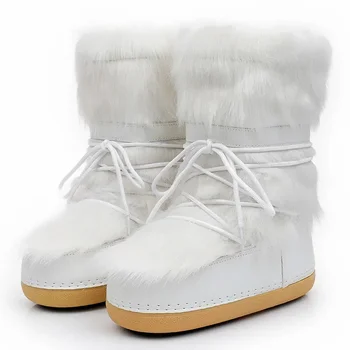 Зима 2023, новые женские ботинки, белые ботильоны, трендовые, на высокой платформе, плюшевые, очень удобные зимние ботинки, обувь для женщин