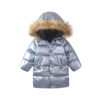 Зимняя детская пуховая куртка с капюшоном из водонепроницаемого и противообрастающего искусственного меха, теплая одежда для маленьких девочек, парки, верхняя одежда для мальчиков, детская одежда