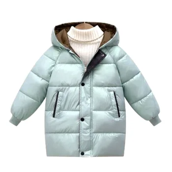 Зимняя теплая пуховая куртка с капюшоном, пальто, утолщенное пальто для мальчиков и девочек 3-10 лет, 2023 новая корейская версия детской одежды Изображение 2