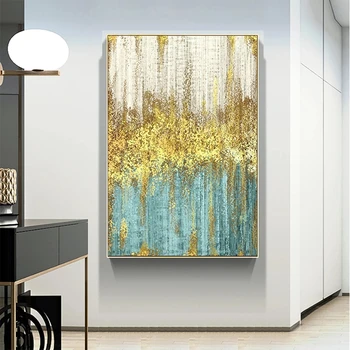 Золотое дерево Diy Алмазная живопись Мозаика Вышитая Картина Абстрактный Сине-Зеленый Пейзаж Дерево Декор для гостиной Салон