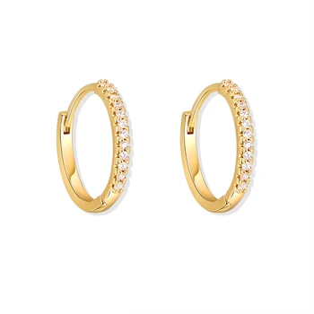 Золотые серьги-кольца MINHIN, хрустальные серьги, блестящие модные Корейские маленькие серьги для женщин, ювелирные изделия с кристаллами и цирконием