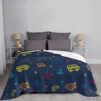 Игрушечные одеяла с мультяшными самолетами, Бархатные Всесезонные дышащие Ультрамягкие одеяла для кровати, Плюшевое тонкое одеяло для спальни Изображение 2