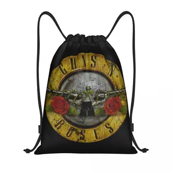 Изготовленная на заказ сумка с логотипом Guns N Roses Bullet на шнурке для тренировок, рюкзаки для йоги, Женские, мужские рюкзаки для спортзала из тяжелого металла