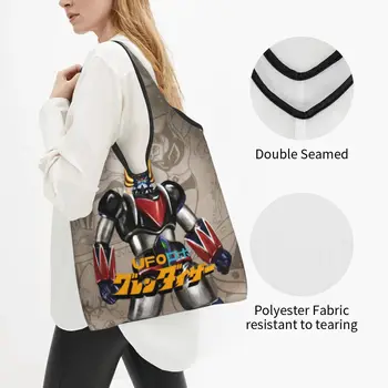 Изготовленные на заказ сумки для покупок в стиле аниме Grendizer, женские портативные сумки для покупок с продуктами большой емкости, робот-НЛО, сумки для покупок Goldorak, Тотализатор Изображение 2