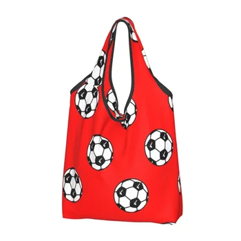Изготовленные на заказ футбольные Футбольные магазины, женские портативные Продуктовые мячи большой емкости, спортивные сумки для покупок