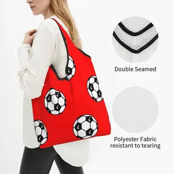 Изготовленные на заказ футбольные Футбольные магазины, женские портативные Продуктовые мячи большой емкости, спортивные сумки для покупок Изображение 2