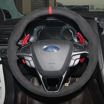 Износостойкая кожаная накладка на рулевое колесо ручной работы, противоскользящая износостойкая накладка для Ford MONDEO Edge Taurus Escort