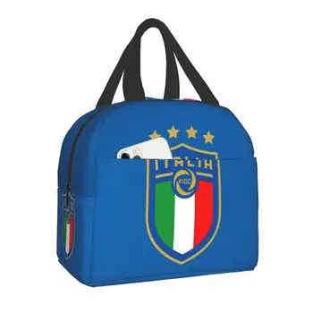 Изолированная сумка для ланча Italia Figc для женщин, Итальянский футбольный Портативный охладитель, термобокс для бенто, Дети школьного возраста