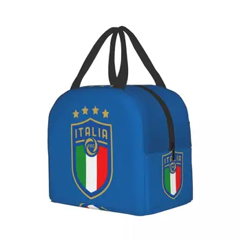 Изолированная сумка для ланча Italia Figc для женщин, Итальянский футбольный Портативный охладитель, термобокс для бенто, Дети школьного возраста Изображение 2