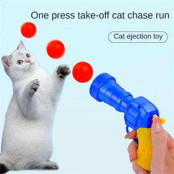 Интерактивное обучение запуску Игрушки для кошек, Креативные игры с мини-помпонами для котят, игрушки с растягивающимся плюшевым мячом, принадлежности для кошек, Аксессуары для домашних животных Изображение 2