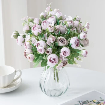 Искусственные цветы, букет из шелковых роз, реквизит для фотосессии 
