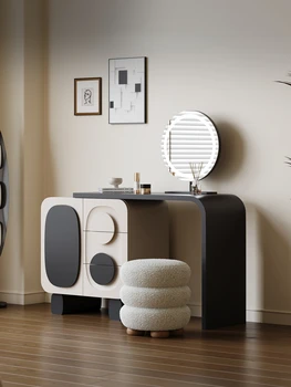 Итальянский минималистичный туалетный столик, шкаф для хранения вещей, Встроенная спальня, современный минималистичный выдвижной столик для макияжа Изображение 2