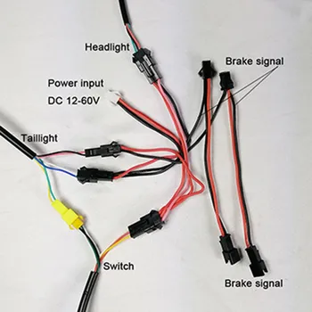 Кабель заднего фонаря электрического велосипеда, прочный резиновый 24 в-60 В, красный и черный, Новый электрический велосипед, фара Ebike, встроенный кабель Изображение 2