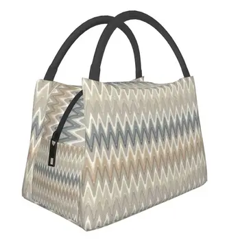 Камуфляжная зигзагообразная изолированная сумка для ланча для пикника на открытом воздухе в Богемном геометрическом стиле, водонепроницаемый кулер, термальный ланч-бокс для женщин