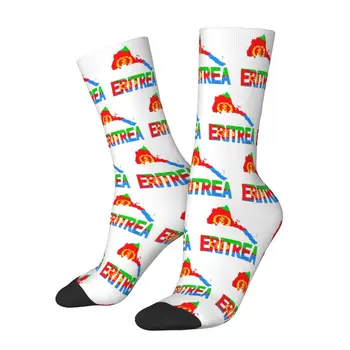 Карта Эритреи Харадзюку, Носки с Флагом Эритреи, Женские Мужские Теплые Баскетбольные Спортивные носки с 3D-печатью Изображение 2