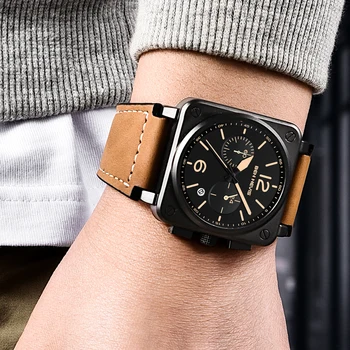 Кварцевые часы для мужчин, лучший бренд класса люкс, водонепроницаемые спортивные военные часы с прямоугольным циферблатом, модные многофункциональные тактические часы Изображение 2