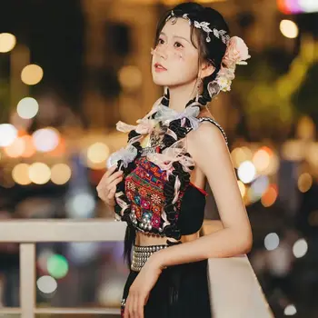 Китайские характеристики Платья принцессы Хани Xishuangbanna Brigade Shot Комплект платьев для китайских народных танцев для женщин специального назначения Изображение 2