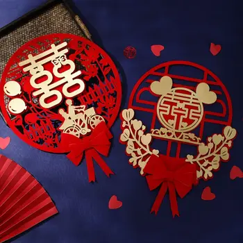 Китайский Стиль Стекающаяся Ткань Двойное Счастье Наклейка Декор Фон Декор Изголовья Кровати Свадебные Принадлежности Свадебные Подвесные Украшения