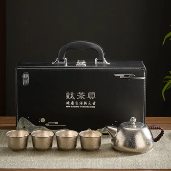 Китайский Чайный Сервиз GIANXI С Коробкой Из Чистого Титана Чайник Набор Чайных Чашек Высококачественный Термостойкий Круглый Чай Кунг-Фу Пуэр Чайный Сервиз