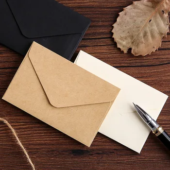 Классические белые черные крафт-бланки, мини-бумажные конверты с окошками, конверт для приглашения на свадьбу, Подарочный конверт, подарочный пакет Изображение 2