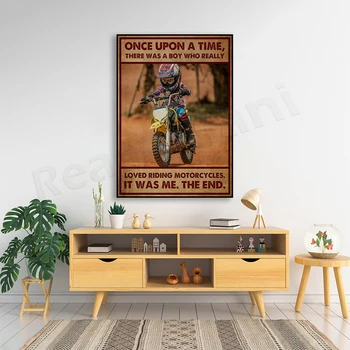 Когда-то давно жил мальчик, который любил кататься на мотоциклах плакат, художественная печать мотоцикла, подарок любителям мотоциклов Изображение 2