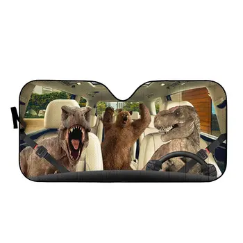 Козырек на лобовое стекло с динозавром Angry Bear для автомобиля с водителем-тираннозавром, Солнцезащитный козырек на переднее стекло, защищающий от ультрафиолета, сохраняющий прохладу автомобиля, Динозавры Изображение 2