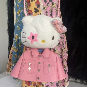 Коллекция Sanrio Новая Оригинальная Сумка Ручной работы Kawaii Hello Kitty Через Одно плечо Kt Cat Doll Girl Cute Cross Straddle Bag Изображение 2